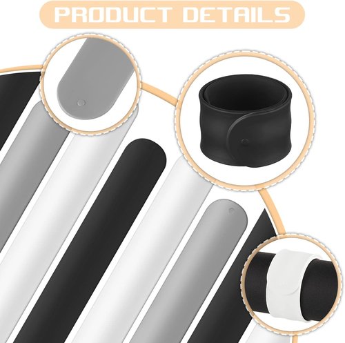 Cunhill Wrapping Paper Holder Clips - 9 Silicone Covered Metal Slap Bands for Gift Wrapping | White, Black, Grey
