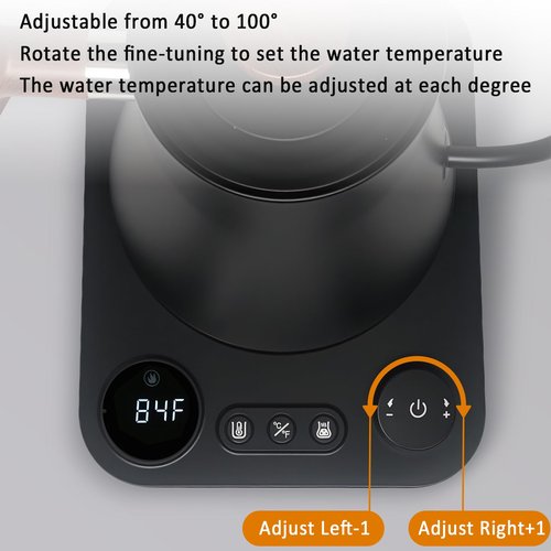 Gooseneck Electric Kettle with Temperature Control, 0.9L Pour Over Coffee Kettle, 1200W Fast Boil, Stainless Steel Interior, Auto Shut-Off & Boil-Dry Protection, for Coffee and Tea (black)