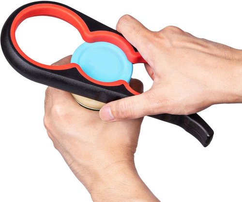 Bloss Jar Opener - 4-in-1 Multi-Function Non-Slip Tool for Weak Hands & Arthritis - Black/Red