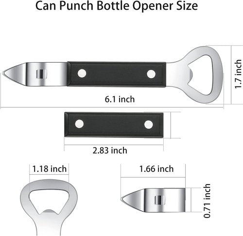 HANCELANT Manual Stainless Steel Can Punch Bottle Opener - Durable & Easy to Use, 1 Pack