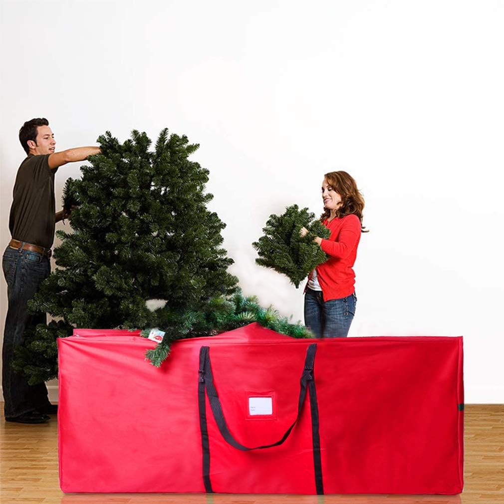 Skiennix Christmas Tree Storage Bag - Heavy Duty 600D Oxford for 7.5 Ft Trees | Durable Handles & Dual Zipper (Red)