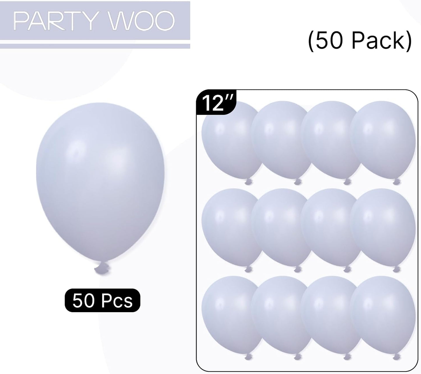 PartyWoo Dusty Blue Balloons - 50pcs 12 Inch Slate Blue Latex Helium Balloons for Events & Celebrations