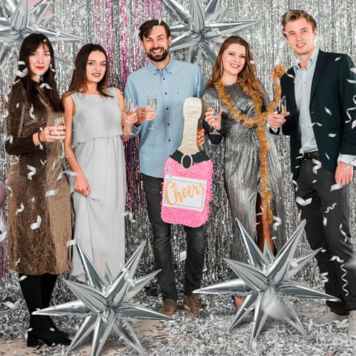Silver Star Balloons Pack of 60 - Large Mylar Balloon Decorations for Birthday Wedding Christmas
