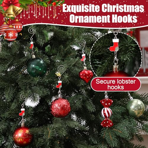 12 Pcs Christmas Tree Ornament Hooks with Lobster Claw & Boot Design
