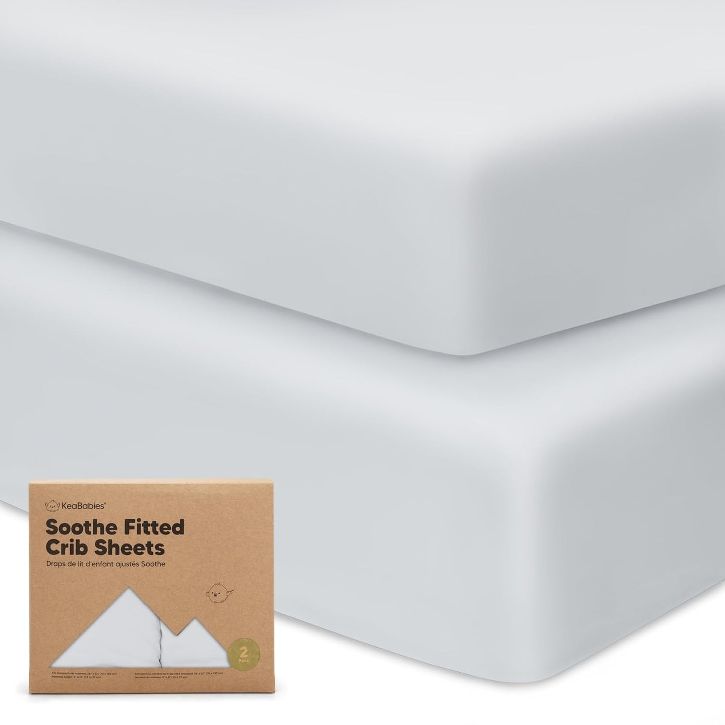 KeaBabies Organic Crib Sheets - 2-Pack Fitted Baby Mattress Covers | Soft, Breathable Jersey Cotton, Neutral Prints (Hazy)