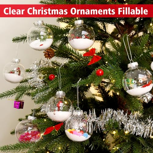Rocinha 30 Pack Clear Christmas Ornaments 3.15 Inch Shatterproof DIY Holiday Decor