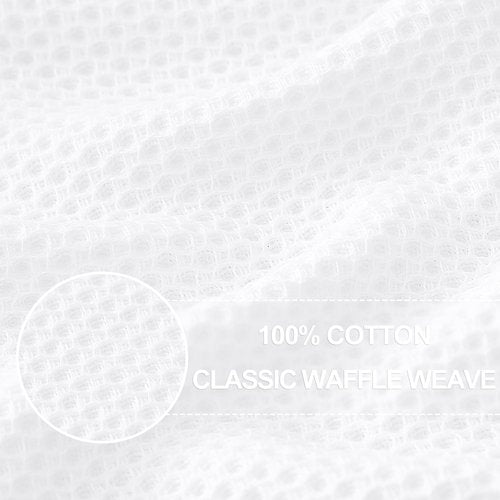Homaxy 100% Cotton Waffle Weave Kitchen Dish Towels, Ultra Soft Absorbent Quick Drying Cleaning Towel, 13 x 28 Inches, 18-Pack, White