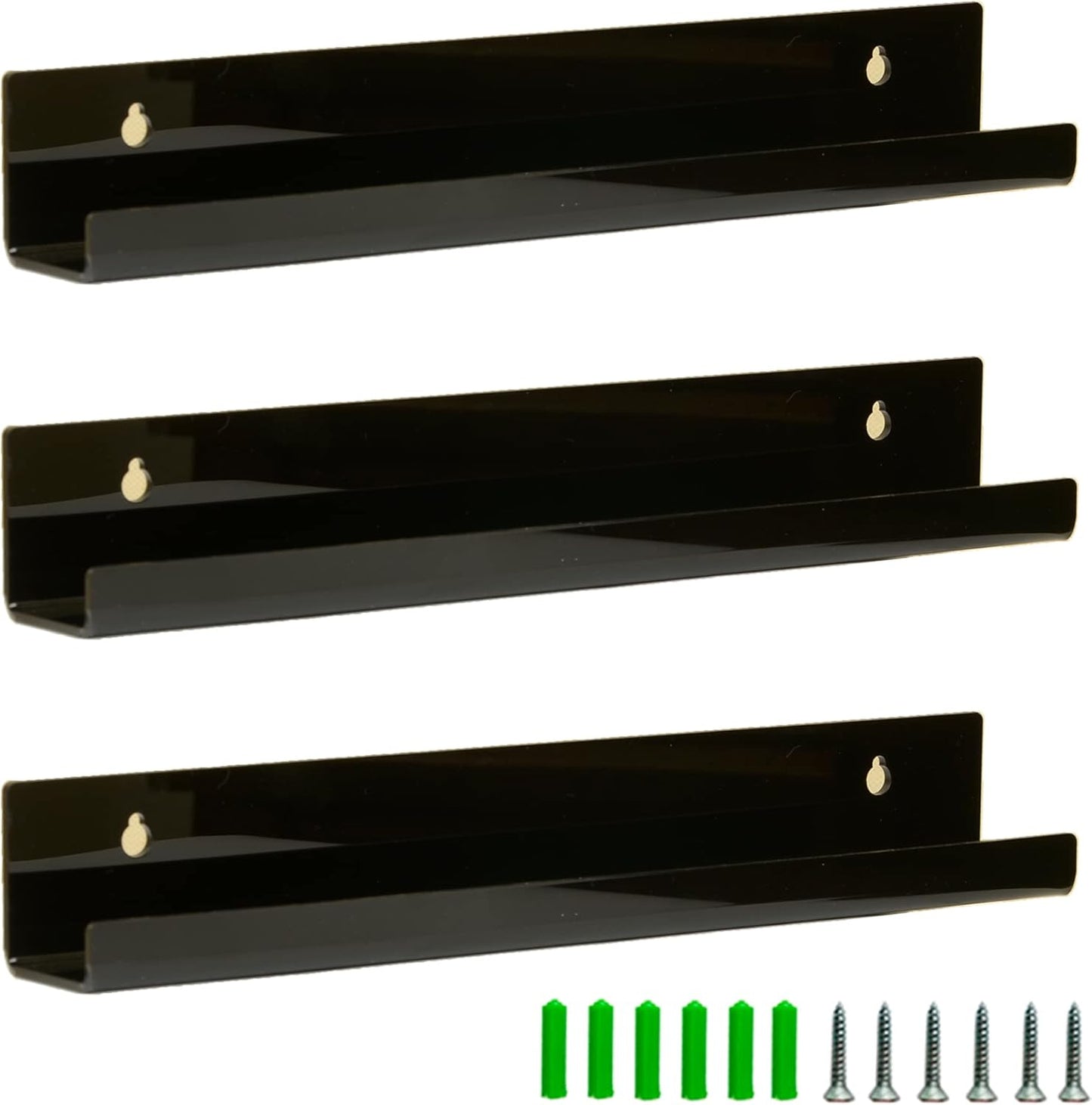 Skiennix Vinyl Record Wall Mount Holder | 12-Inch Black Acrylic Shelf for Stylish Display
