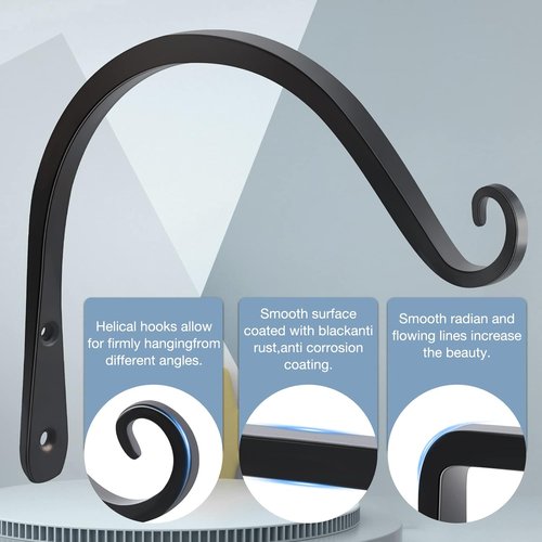 Gtongoko 8-Inch Metal Plant Hangers - Durable Outdoor & Indoor Hooks for Bird Feeders, Lanterns, Black
