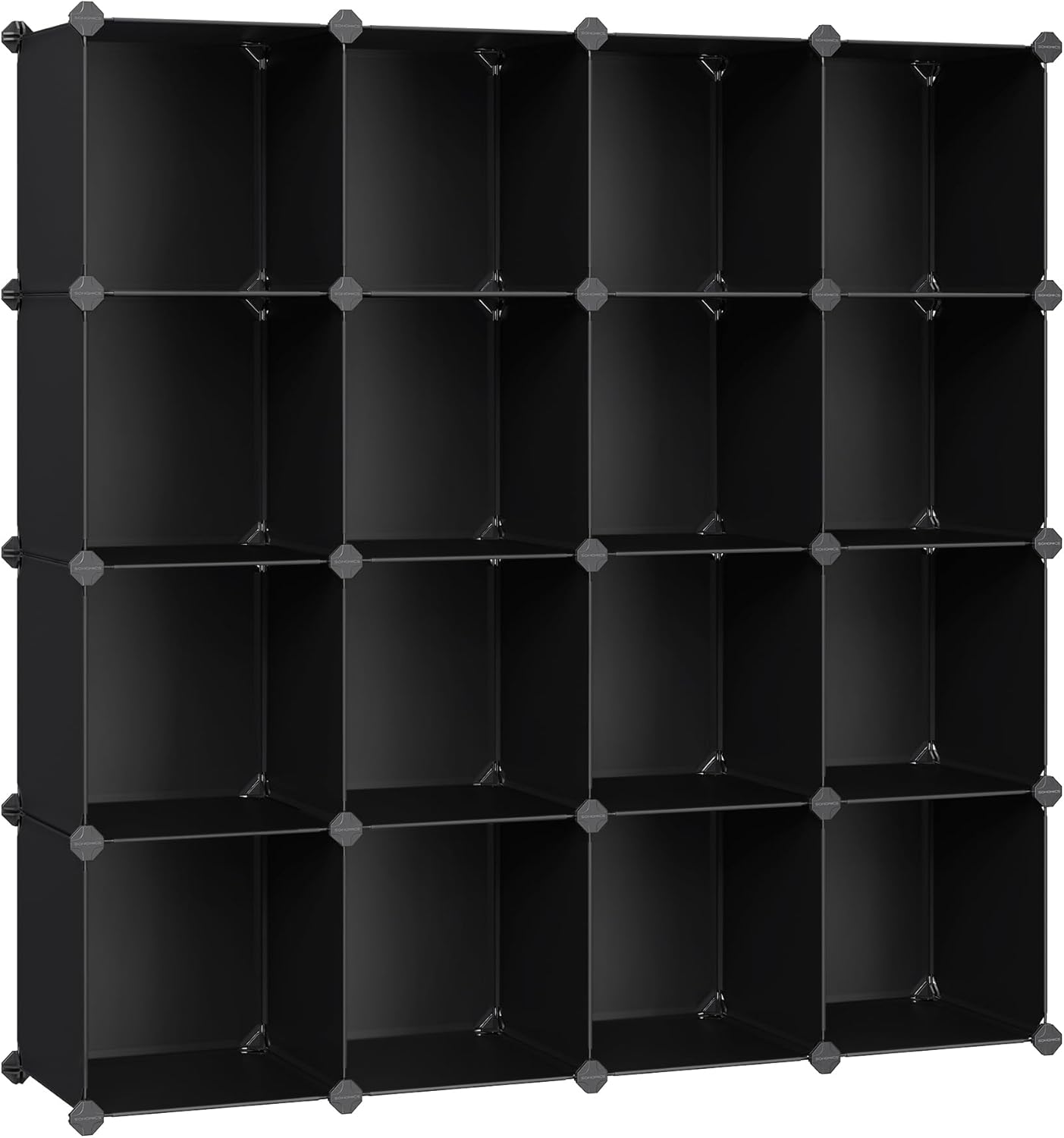 SONGMICS Cube Storage Organizer - Set of 16 Plastic Cubes for Room Organization | 12.2 x 48.4 x 48.4 Inches, Black