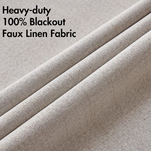 MIULEE Ivory Blackout Linen Curtains Set 62x96 Inches for Bedroom - Pack of 2