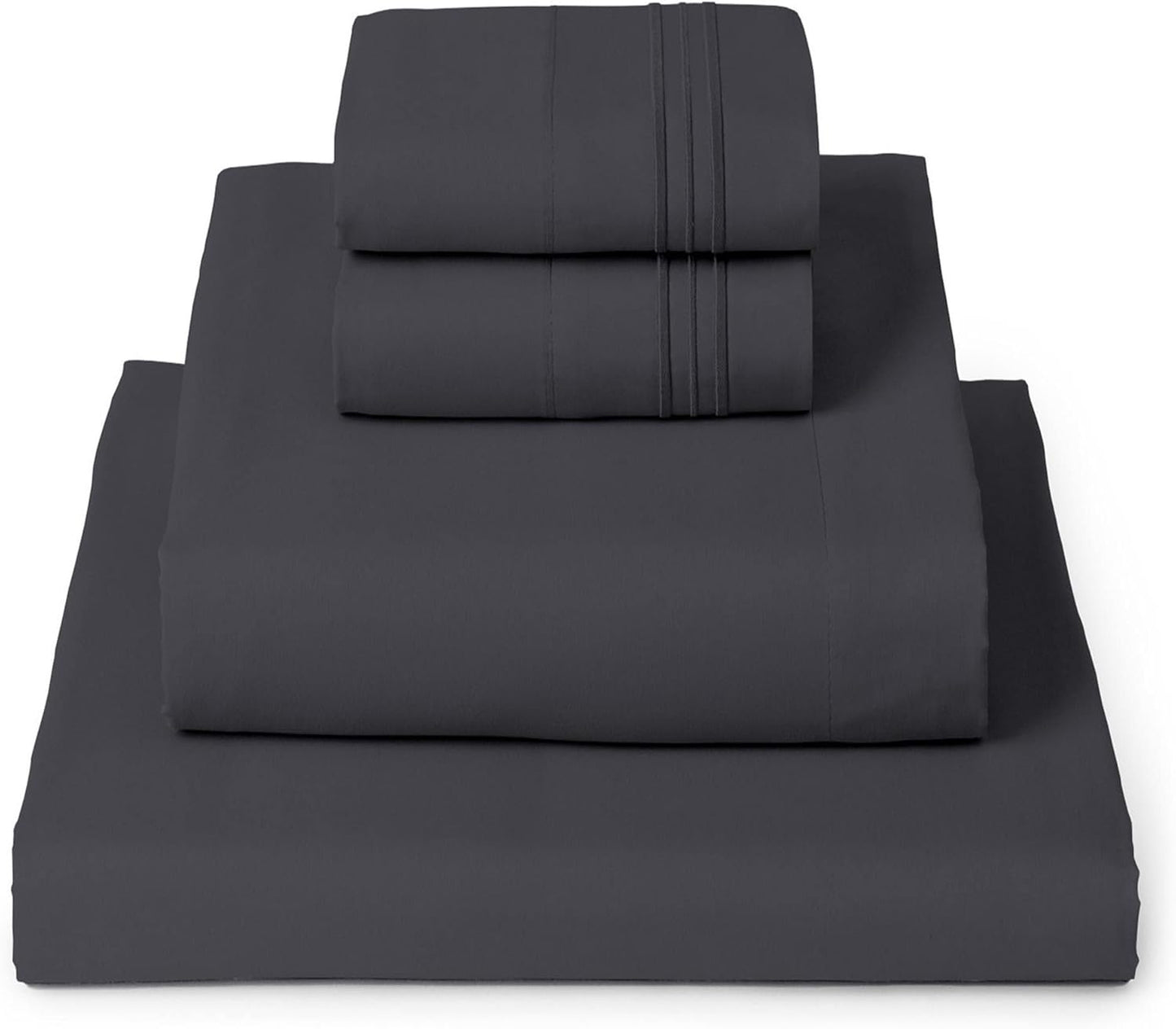 Mellanni King Sheets Set - 4 PC Hotel Luxury Bedding | Extra Soft, Cooling, Wrinkle-Resistant (Charcoal)