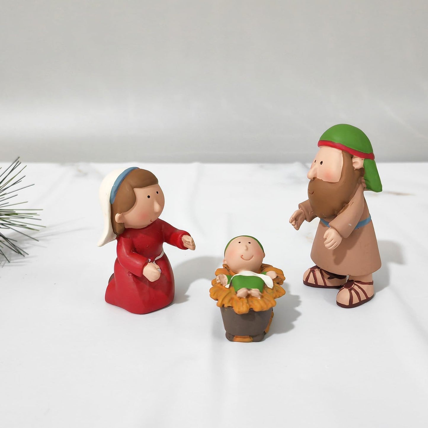 Miniature Holy Family Nativity Figurine - 2.56 Inch Tabletop Christmas Decoration
