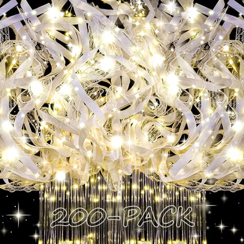 200PCS LED Wedding Wands with Ribbons & Bells - Reusable Fairy Sparkler Set