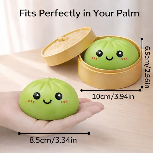 Dumpling Squishy | Mystery Box Squeeze Toy for Stress Relief | Green Fidget Toy for Adults