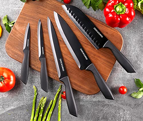 Dockorio Black 19-Piece Kitchen Knife Set with Block - High Carbon Stainless Steel