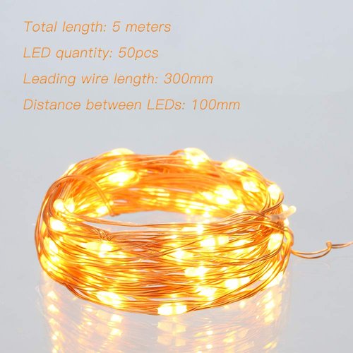 Ariceleo Led Fairy Lights Battery Operated, 2 Packs Mini Battery Powered Copper Wire Starry Fairy Lights for Bedroom, Christmas, Parties, Wedding, Centerpiece, Decoration (5m/16ft Warm White)