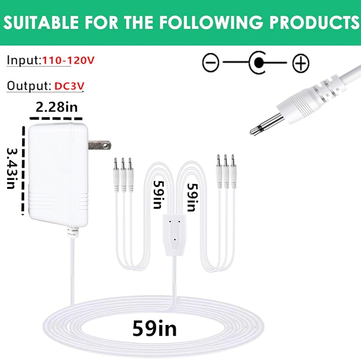 3V Power Adapter - Department 56 Accessories for Village Lights | 6 Outputs, White
