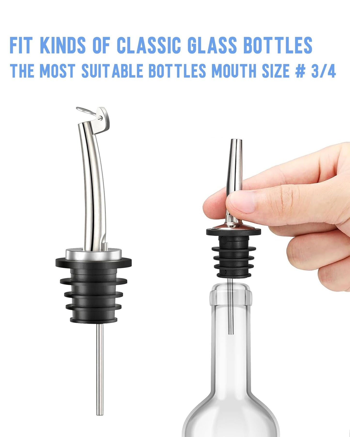 Ziimlpo Liquor Pour Spouts, 12 Pack Classic Bottle Pourers Liquor Pourers with Flip Top, Stainless Steel Pour Spout for Liquor Bottles, for Alcohol, Olive Oil,Bar Bartender Accessories