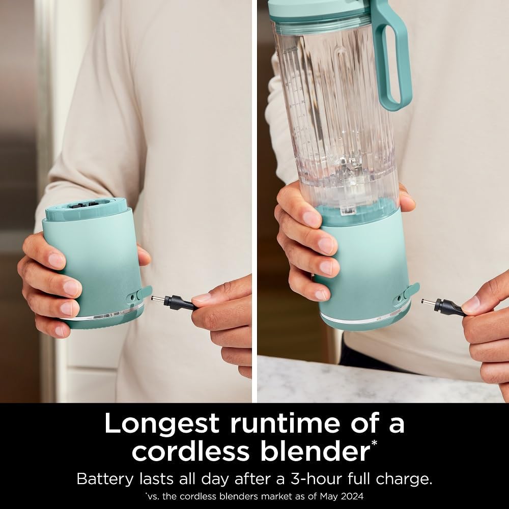 Ninja BC251MT Blast Max Cordless Blender - Smoothies & Ice Crushing, 22 oz. Sea Glass - Certified Refurbished