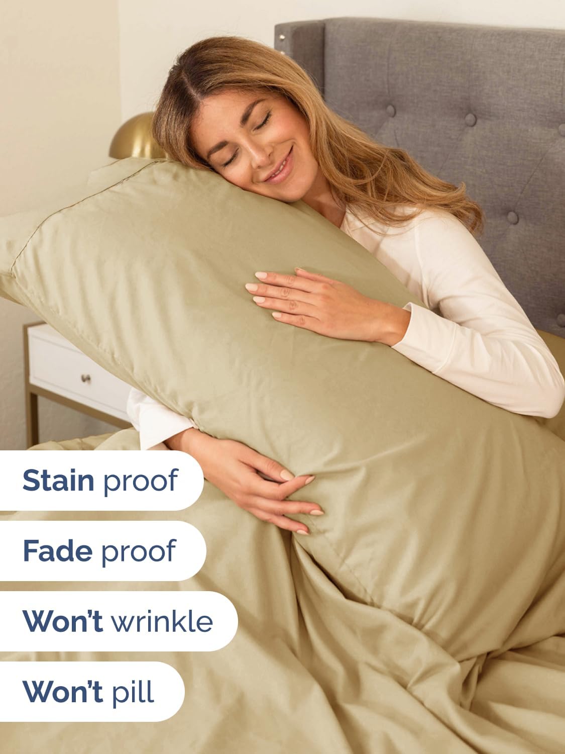 Skiennix Extra Deep King Sheet Set - 6 Piece Breathable Cooling Bedding - Soft Wrinkle-Free Beige