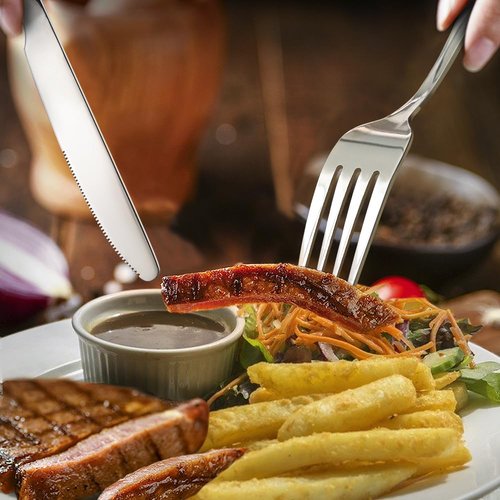 Hiware Dinner Forks Set, Food-Grade 18/8 Stainless Steel Forks Silverware, Mirror Polished, Dishwasher Safe - Set of 12, 8 Inches