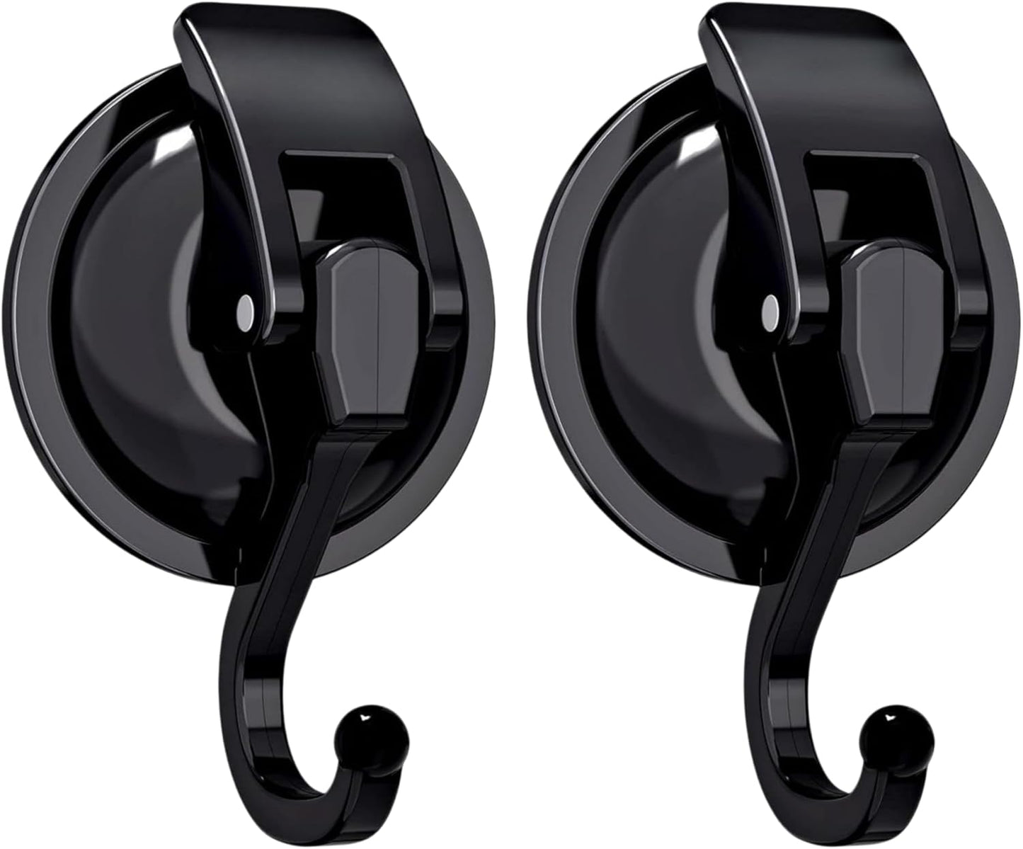 Skiennix Heavy Duty Vacuum Suction Cup Hooks - Easy Install No Hole Punching | Black (Set of 2)