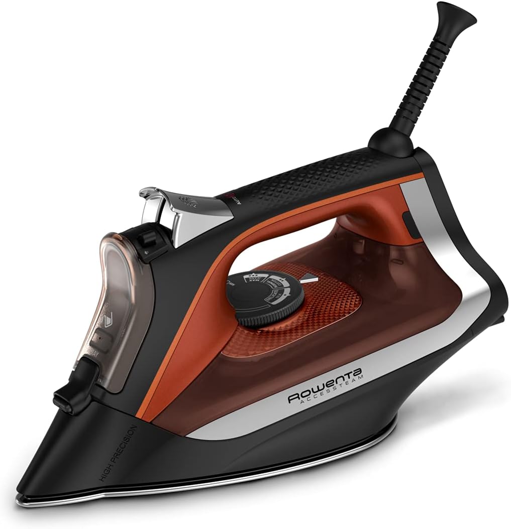 Rowenta Access Steam Iron - Powerful Vertical Steaming & Anti-Drip Protection | Red Color