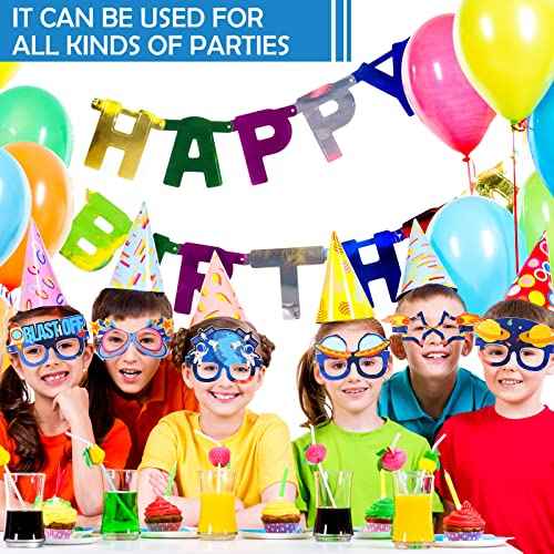 Woanger 32 Pcs Outer Space Paper Eyeglasses Space Birthday Decorations Supplies Space Party Favors Christmas Planet Space Themed Glasses Space Paper Glasses Photo Booth Props for Kids Boys Girls