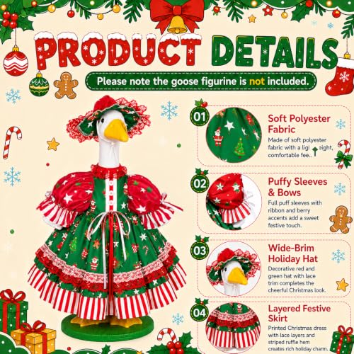 Xmas Lolita Porch Goose Outfit for 23" Statues - Holiday Decor