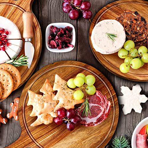 Nuenen 10 Pcs Round Acacia Wood Cutting Boards with Handles - Kitchen Prep & Serving