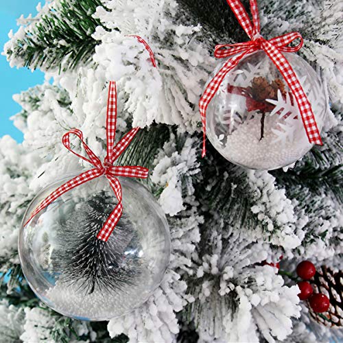 Kingrol 20 Pack 4 Inch Clear Plastic Fillable Christmas Ornament Balls