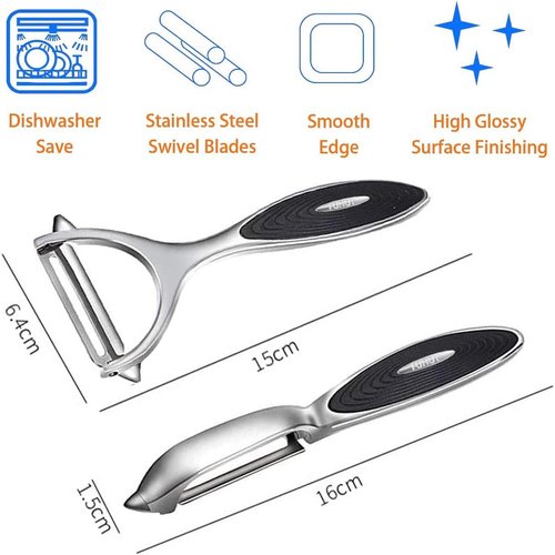 FUHUY Vegetable Peelers - Y-Shaped & I-Shaped Stainless Steel with Ergonomic Handle | 2-Pack