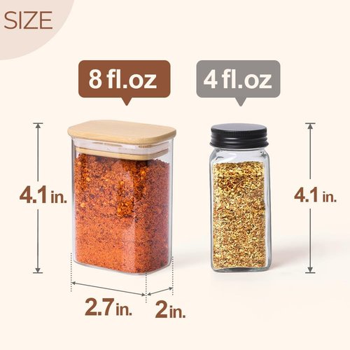 Comsaf Spice Jars - 8 Oz Small Glass Containers with Lids | 6 Pcs for Seasoning & Pantry Storage