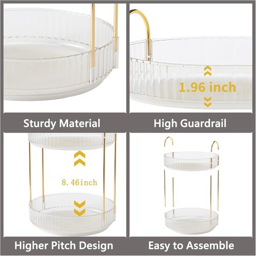 Asayuee 360° Rotating Makeup Organizer - Large 3-Tier Storage for Skincare & Cosmetics | Clear Finish