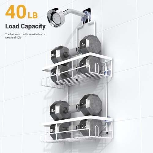 AKTECKE Shower Caddy - 30-Piece Hanging Bathroom Organizer in White for Space-Saving Storage