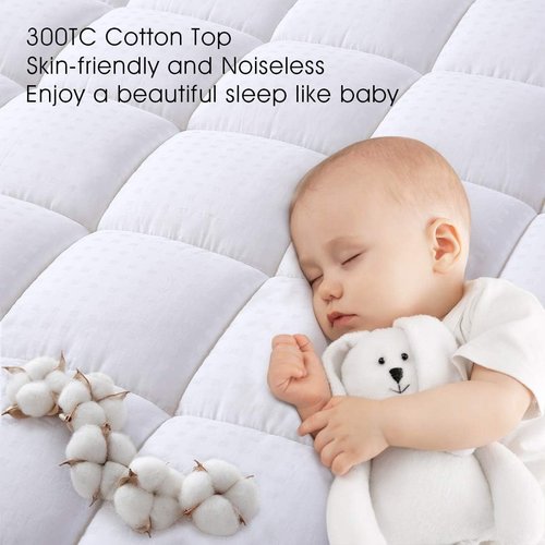 EASELAND Queen Size Mattress Pad - Quilted Pillow Top Cooling Protector | Fits 8-21" Deep Pocket (60x80 inch, White)