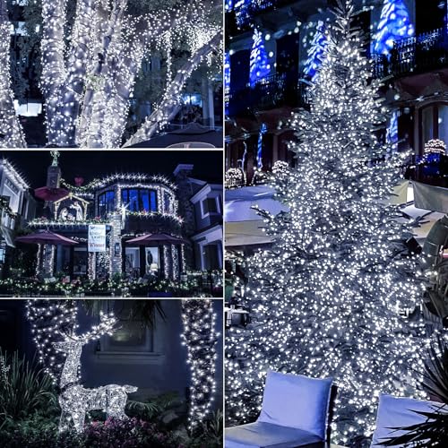 Filltown 2-Pack Battery Operated Christmas String Lights 33Ft 100 LED Cool White with 8 Modes & Timer