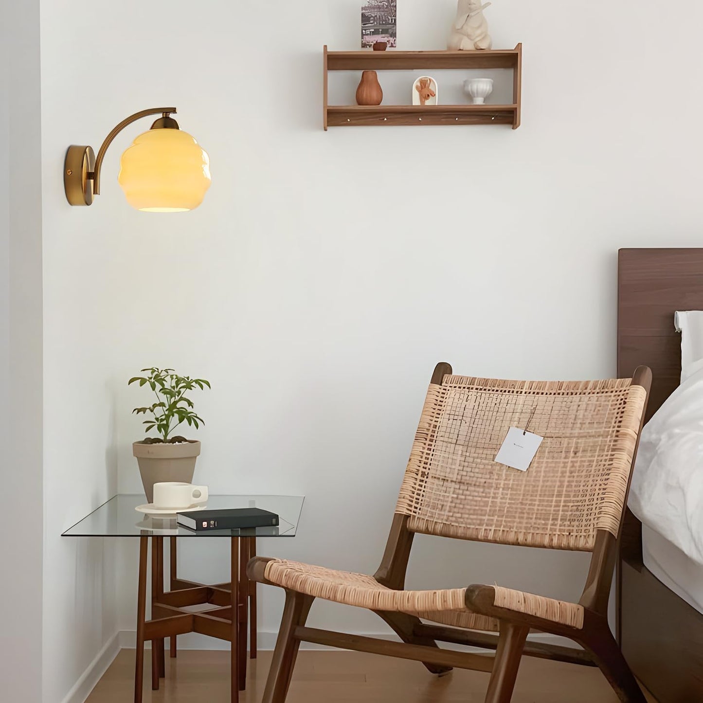 Gold Wall Sconce 1-Light Modern Wall Lighting Fixture Farmhouse Vanity Sconces Lights with Milk White Glass Shade Indoor Wall Sconce Lamp Wall Mount Light Fixture for Bedroom MWL02-1A