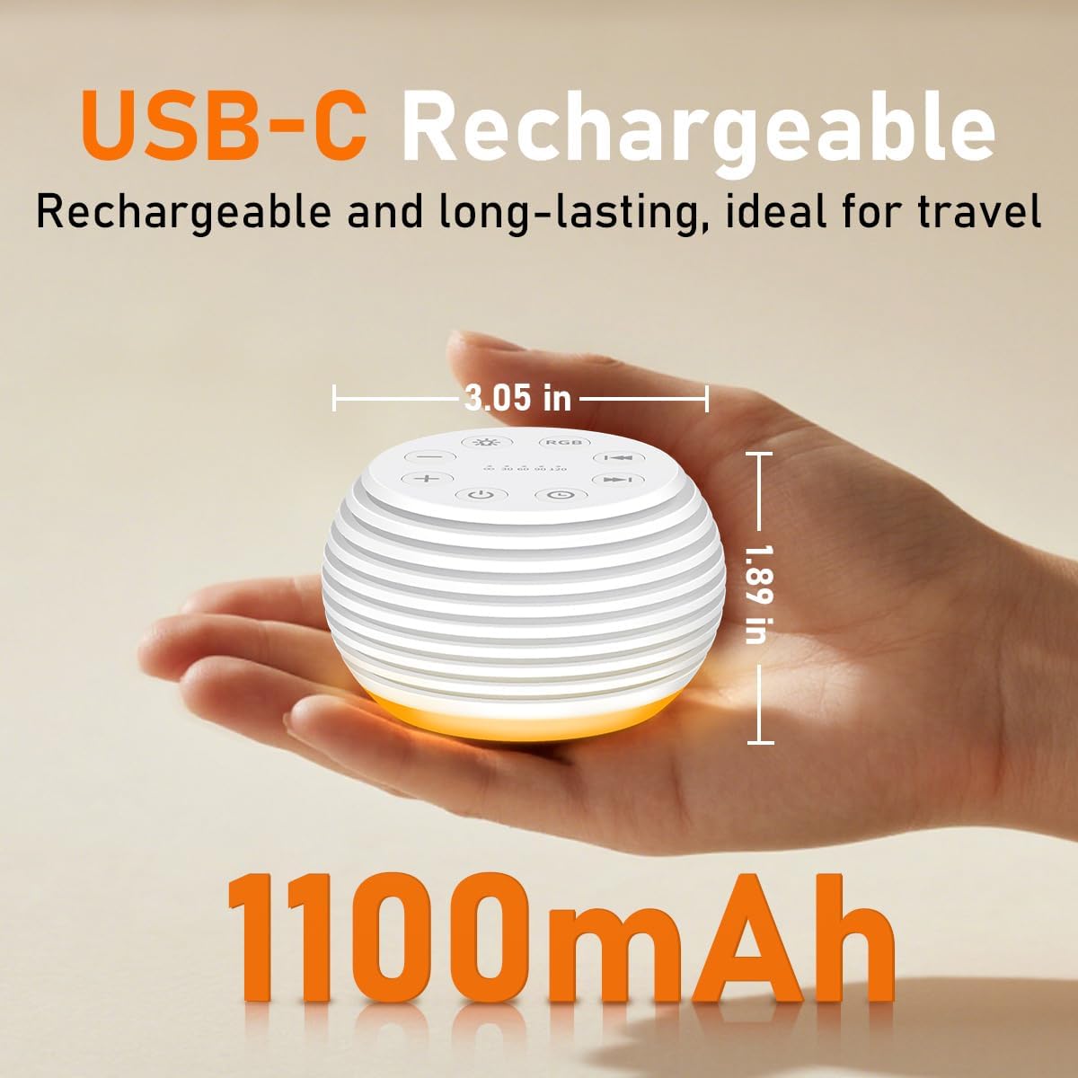 SleeZOO Portable Sound Machine - 30 Soothing Sounds, 32 Volume Levels, Rechargeable | Ideal for Sleep & Travel