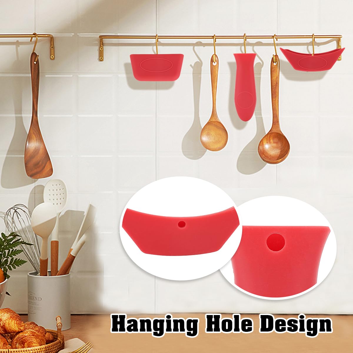 3 PCS Cast Iron Handle Cover, Cast Iron Skillet Handle Covers Silicone Pot Holders Heat Resistant Silicone Hot Handle Holder for Frying Pans Skillet Griddles Cookware