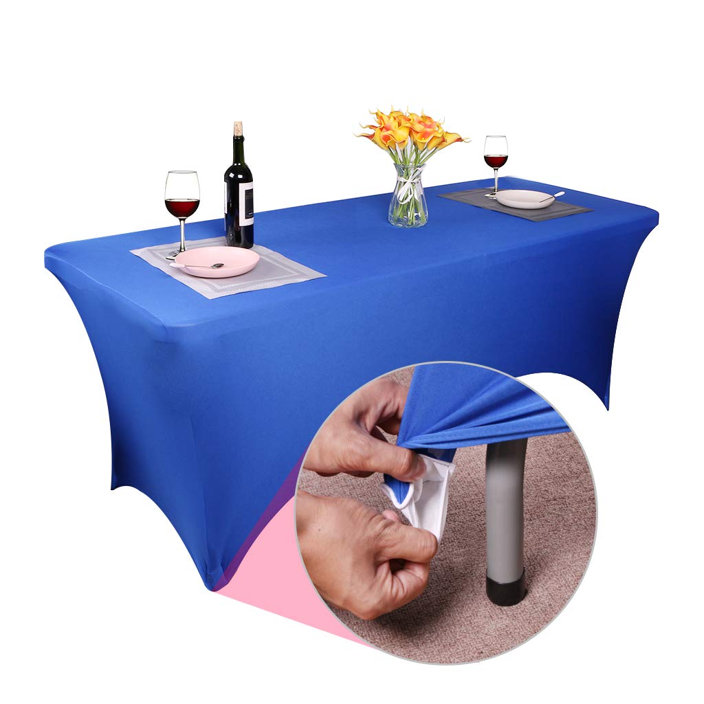 Fvstar 2pcs 6FT Tablecloth,Orange Spandex Tablecover,6ft Fitted Stretch Rectangular Table Cloth,6 Foot Washable Patio Table Protector for Party,Wedding,Banquet,Festival,Christmas