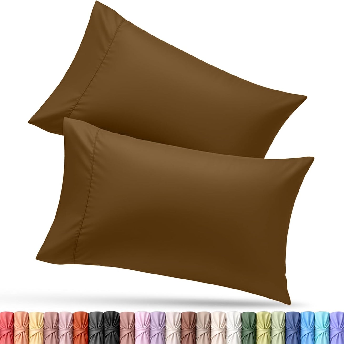 Utopia Bedding Standard Pillow Cases - Soft Brushed Microfiber - 2 Pack, 20 X 26 Inches | Mocha Color
