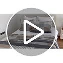 Queen Size Cotton Quilt Set with Striped Shams - Dark Grey, 3-Piece Bedding
