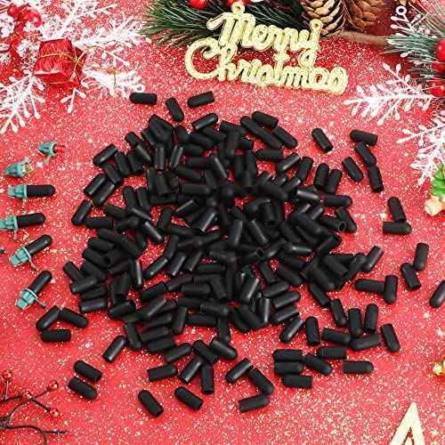 Zonon 100 Pieces Christmas Light Caps No Glow Caps Glass LED 0.18 Inch Light Blackout Caps Wide Glow Plug Caps Black Out Cover for Christmas Lights