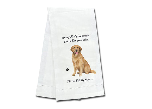 GOLDEN RETRIEVER Kitchen Towels - Soft, Highly Absorbent - GOLDEN RETRIEVER Gifts - Dish & Tea Towels - Reusable, Quick Drying - 100% Natural Cotton - For Pet Lovers