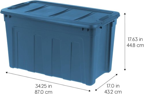 IRIS USA 31 Gallon Eco-Friendly Storage Totes - Heavy Duty, Easy-Grip Handles, 4 Pack | Durable Navy Bins with Lids