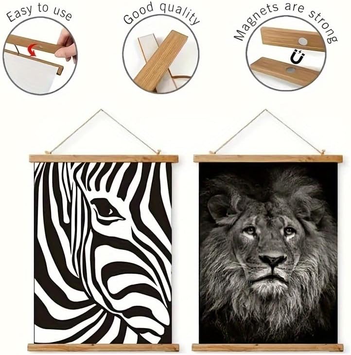 Skiennix Magnetic Poster Hanger Frame - Teak Wood Design for 20x24 to 20x30 Movie & Music Posters | Ideal for Wall Art & Home Decor