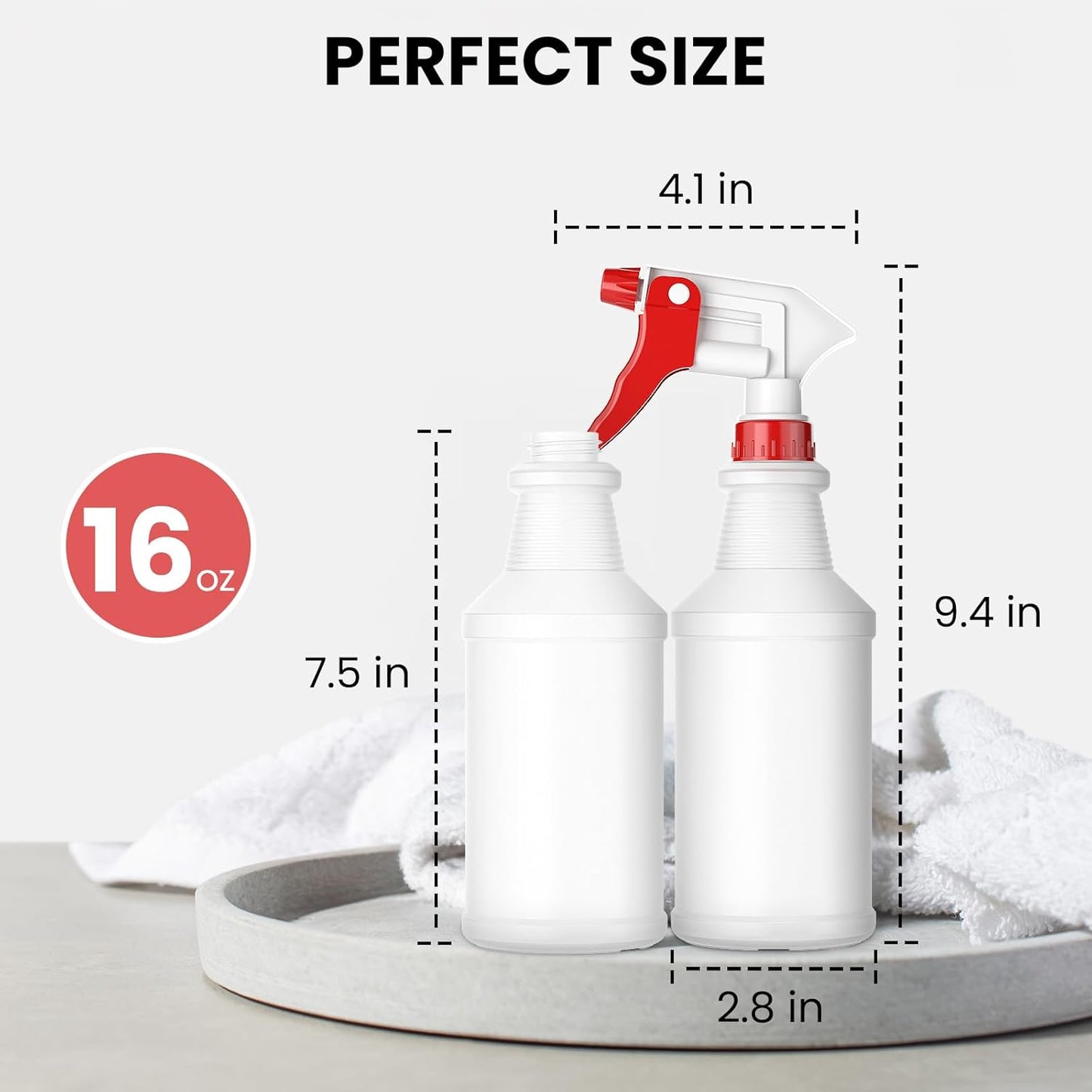 LiBa Spray Bottles - 4 Pack 16 Oz Refillable Empty Spray Bottles for Cleaning & Hair Care | Flexible Nozzles
