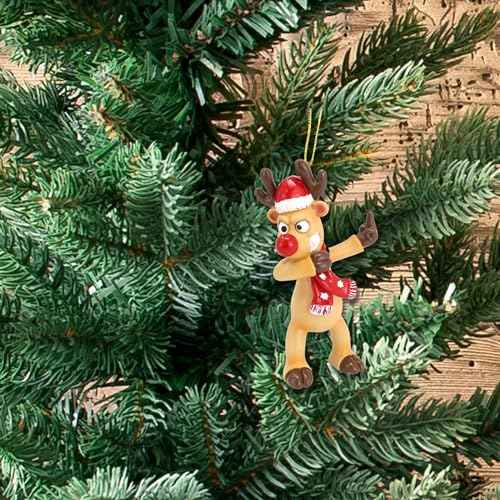 Needzo Dabbing Reindeer Naughty Flipping The Bird Funny Christmas Ornament, White Elephant and Gag Gift, Hanging Holiday Decoration, 3.75 Inches